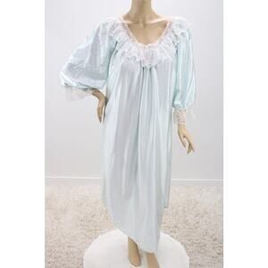 Originals by Elana Nightgown L Long Shiny Satin Flannel Night Shirt Smooth Vtg